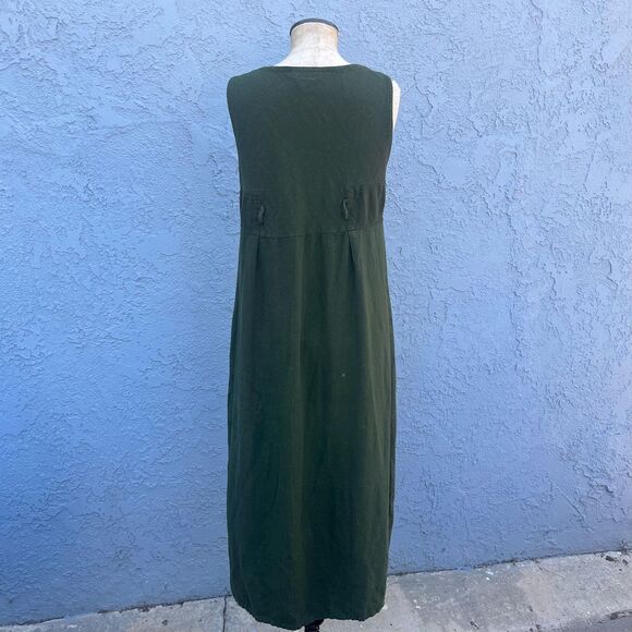 Vintage 90s Maxi Dress Cotton Size Small Dark Green - Picture 9 of 12